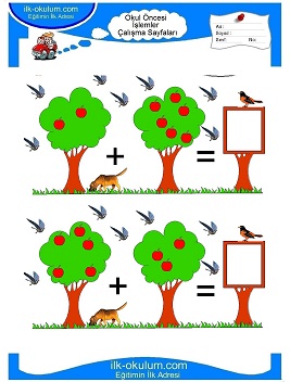 Çocuklar İçin toplam işlemi yaprak testleri 